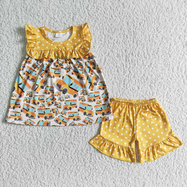 3.10 GSS00075 kids clothing yellow back to school set