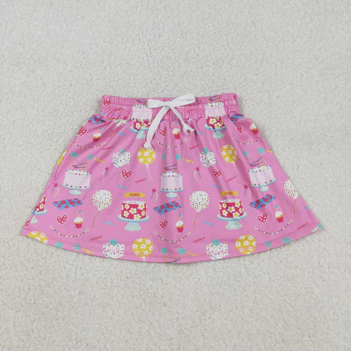 12.8 GLK0170 Baby Girls Red Hearts Cakes Happy Birthday Yoga Skirt Shorts Bottom