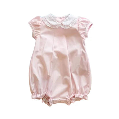 10.24  SR3325 Baby Girls Light Pink Collar Ruffle Rompers Preorder