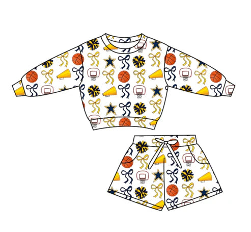 10.29 Custom Moq 8 Baby Girls Football Bows Long Sleeve Top Shorts Team Pocket Clothes Set