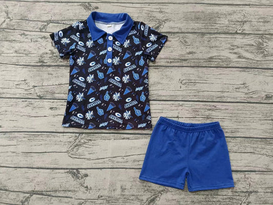 12.17 Custom order MOQ:3pcs each design baby boy clothes state boy summer shorts set