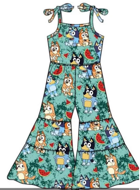 5.14 Girls cartoon dog watermelon sling onesie