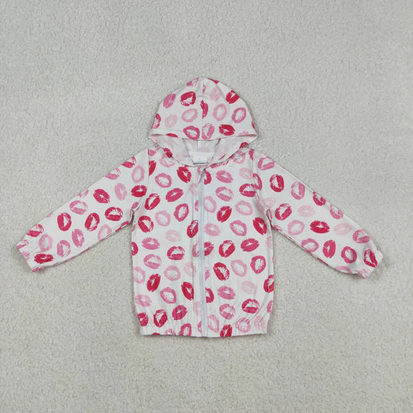 12.13 GT1420 Baby Girls Pink Mouths Valentine Zipper Hoodies Jacket