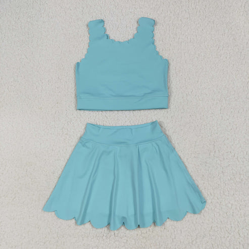 7.1 GSD2096 Baby Girls Aqua Yoga Vest Skirt Active Wear Clothes Set