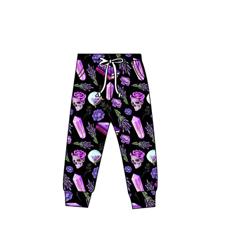 8.8 Custom Moq 5 Baby Kids Halloween Purple Ghost Skull Jogger Pants
