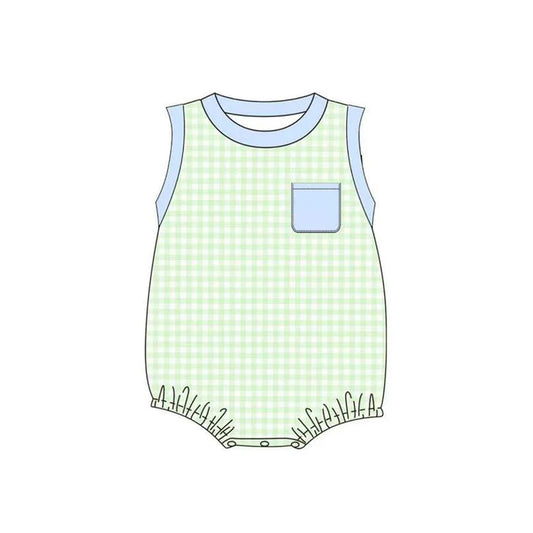 11.11 MOQ:5pcs SR3502 pre-order baby boy clothes gingham boy summer bubble