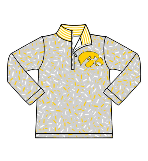 10.17 Custom Moq 8 Baby Boys Grey Sprinkles Zipper Eagles Team Pullovers Top