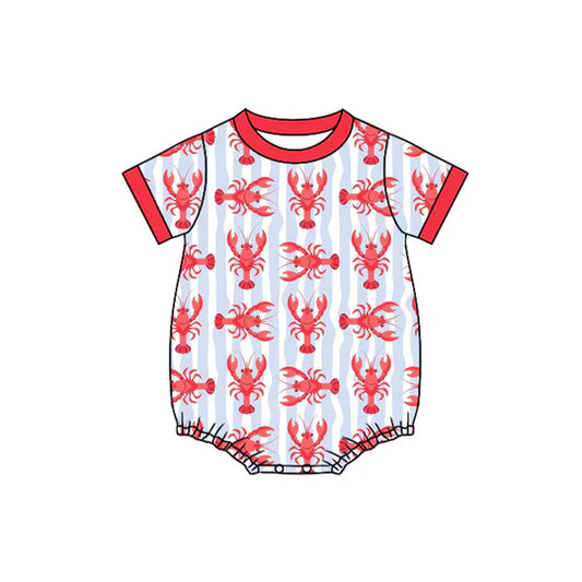 12.15 MOQ:5pcs SR3759 pre-order baby boy clothes crawfish print toddler boy summer romper