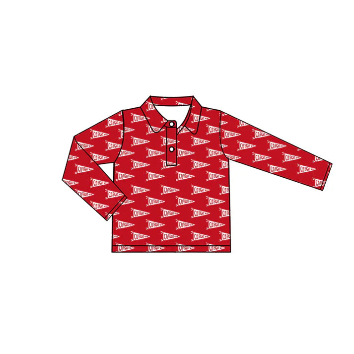 9.5 Custom Moq 5 Baby Boys Go Fight With Flag Red Team Cheer Buttons Pullovers Tops