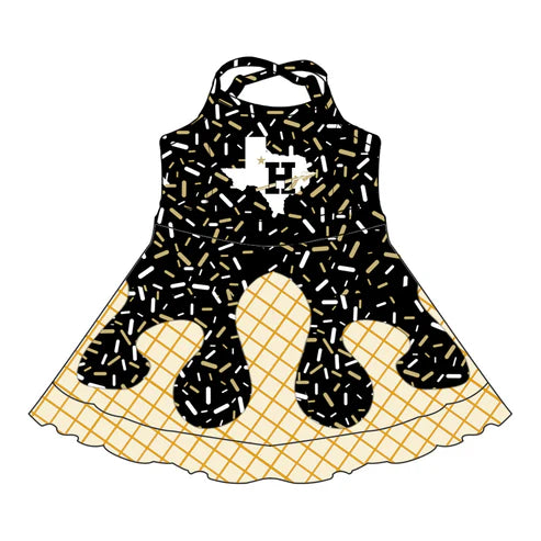 7.5 Custom Moq 3 Baby Girls Straps Haskell Plaid Short Ruffle Team Knee Length Dresses