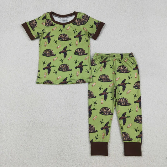 12.13 BSPO0636 Baby Boys Ducks Calls Camo Hats Top Pants Hunting Pajamas Set