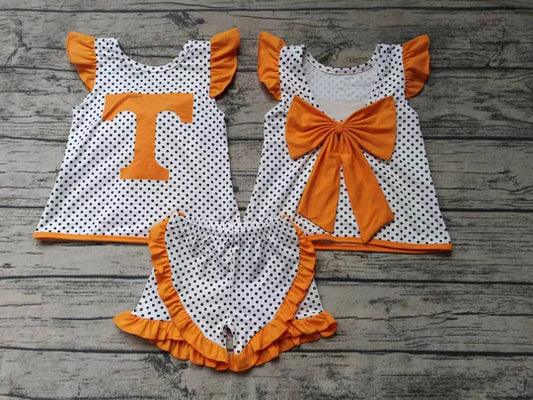 12.18 custom order MOQ:3sets each design baby girl clothes state summer shorts set bow set