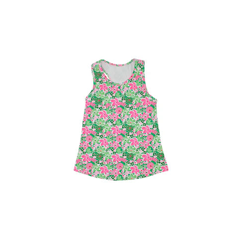 4.21 GT1015 Baby Girls Sleeveless Green Pink Floral Yoga Shirts Top Preorder