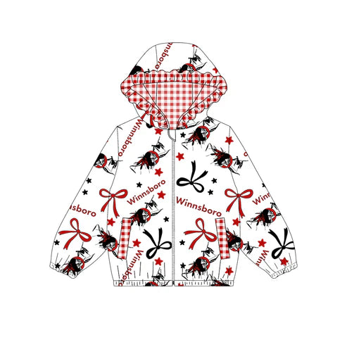 10.9 Custom Moq 5 Baby Girls Red Winnsboro Team Zipper Hoodies Tops