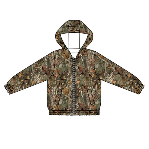 6.7 BT1257 Baby Boys Long Sleeves Olive Brown Bottomland Camo Pockets Hoodies Top Preorder