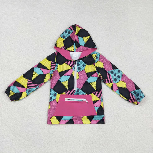 8.25 GT1137 Baby Girls Colorful Aztec Long Sleeves Pocket Zipper Western Hoodies