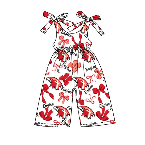 7.31 Custom Moq 5 Baby Girls Eagles team Straps Jumpsuits Rompers