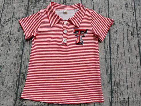 8.8 Custom Moq 5 Baby Boys Red Stripe Button T Team Polo Shirts Top