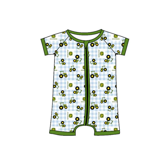 12.18 Custom order MOQ 3pcs each design baby clothes tractor zipper baby summer romper 6