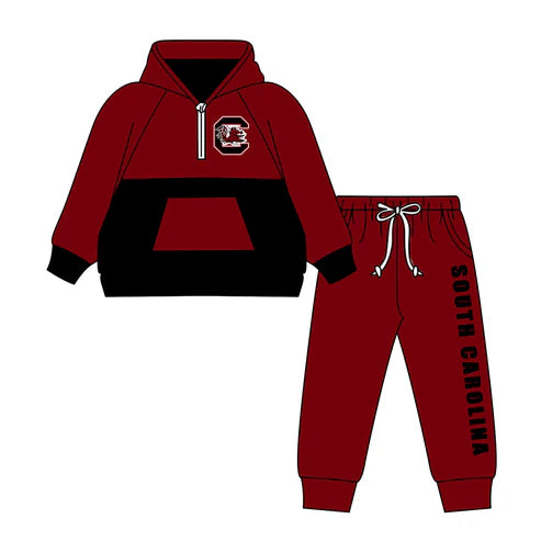 8.30 Custom Moq 5 Baby Boys Zipper Hoodie Top Carolina Team Clothes Set