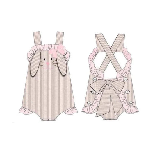 11.26 MOQ:5pcs SR3631 pre-order baby girl clothes rabbit girl summer romper