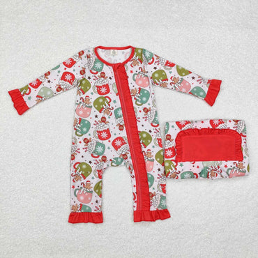 3.13 LR1509 RTS baby girl clothes gingerbread man girl christmas romper-bamboo