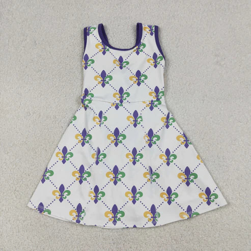 12.27 RTS NO MOQ（In Stock) Carnival Pattern Polka Dot Check Yoga Sleeveless Dress