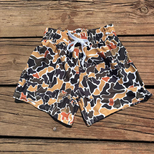 9.3 S0235 Baby Boys Summer Western Brown Camo Trunks Swimsuits Swimwear