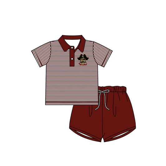 7.10 Custom Moq 3 Baby Boys Raiders Wine Team Tee Shirt Shorts Clothes Sets