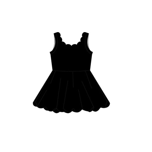 4.22 GSD2502 Baby Girls Black Sleeveless Yoga Knee Length Dresses Preorder