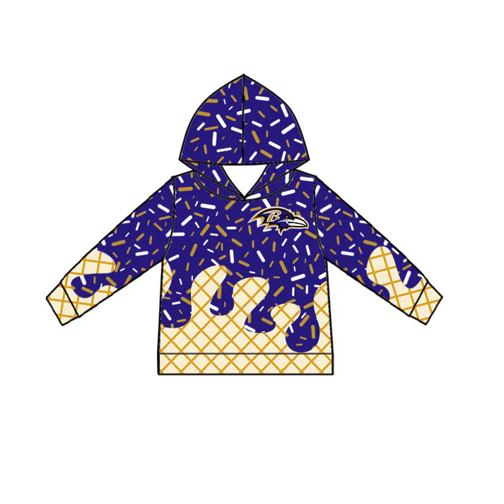 7.8 Custom Moq 3 Baby Boys Long Sleeves Ravens Team Hoodies Top