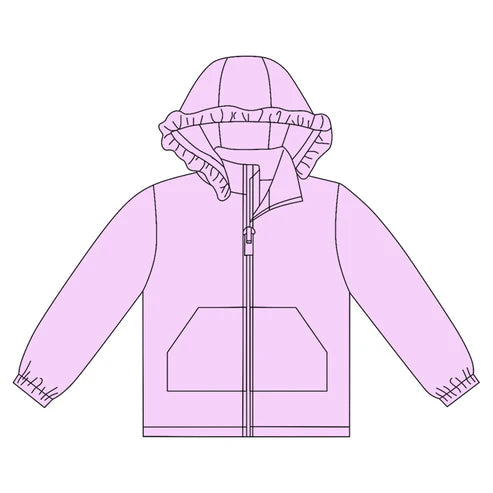 10.18 GT1279 Baby Girls Light Pink Long Sleeve Pockets Zipper Yoga Ruffle Hoodie Jackets Preorder