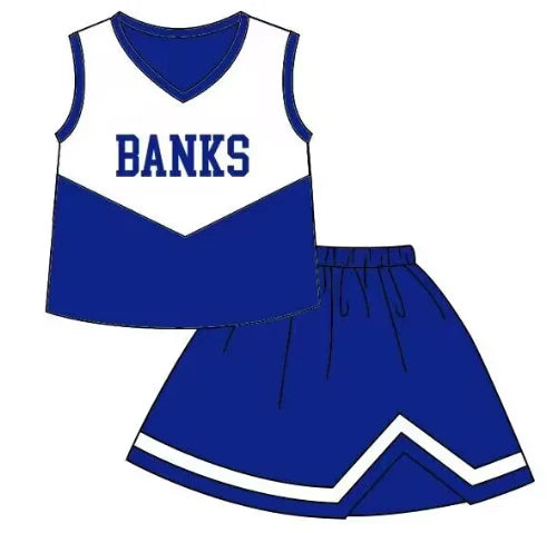 5.9 Girls team custom blue sleeveless top skirt suit