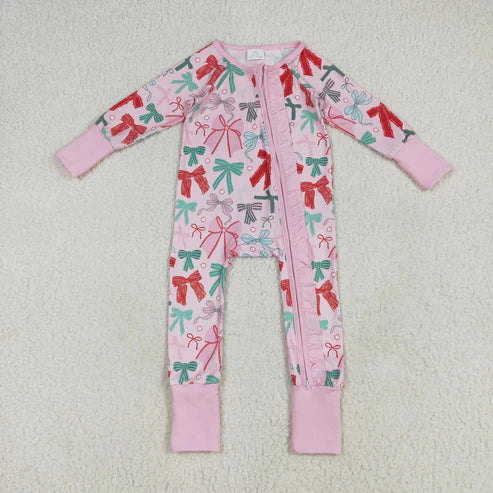11.1 Family Sibling Colorful Bows Pajamas Clothes Sets Zipper Rompers Women Pants Blankets