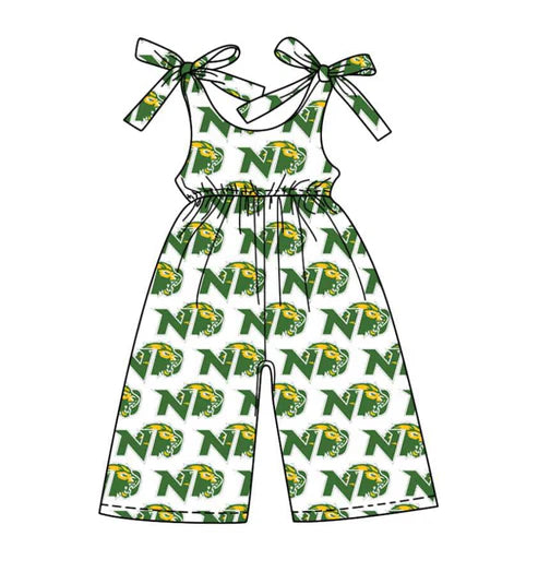 8.9 Custom Moq 5 Baby Girls Bows Strap Team Pant Jumpsuits