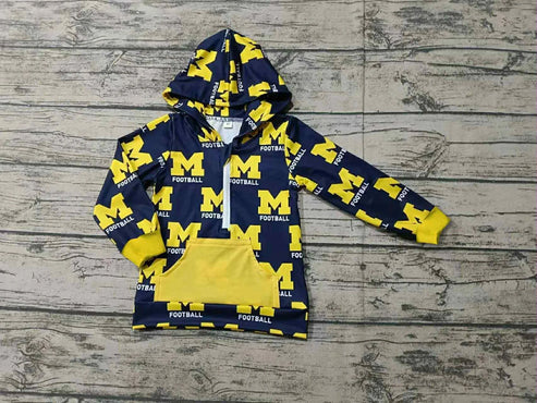 6.21 Custom Moq 3 Baby Boys Team Michgan Hooded Pullovers Tops