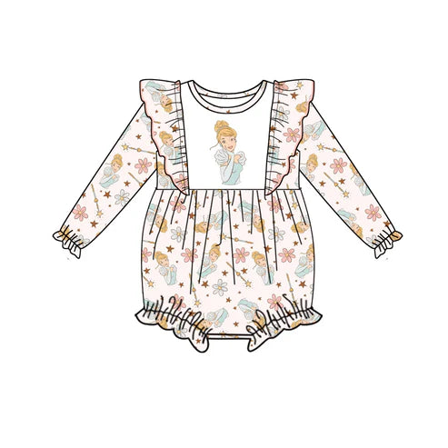 6.23 Custom Moq 3 Baby Girls Princess 4 Ruffle Long Sleeve Rompers