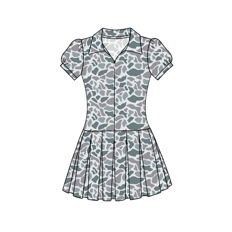 11.25 MOQ：5pcs GSD3216 pre-order toddler clothes camo girl yoga summer dress
