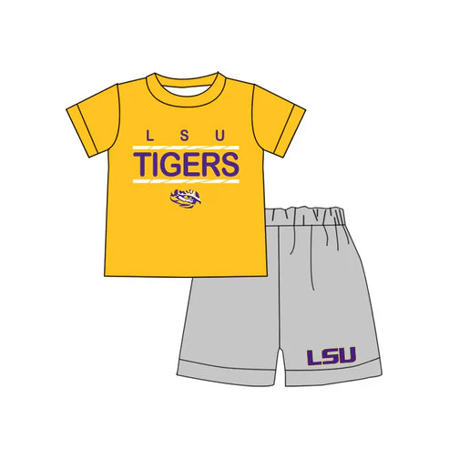 4.26 Preorder(moq 3) Baby Boys Tigers LSU Shirts Shorts Summer outfits sets