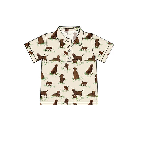 7.30 BT1299 Baby Boys Dogs Plaid Western Button Pullovers Top Preorder