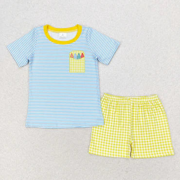 3.10 BSSO0983 RTS 3-6M to 7-8T baby boy clothes back to school day toddler boy summer outfits