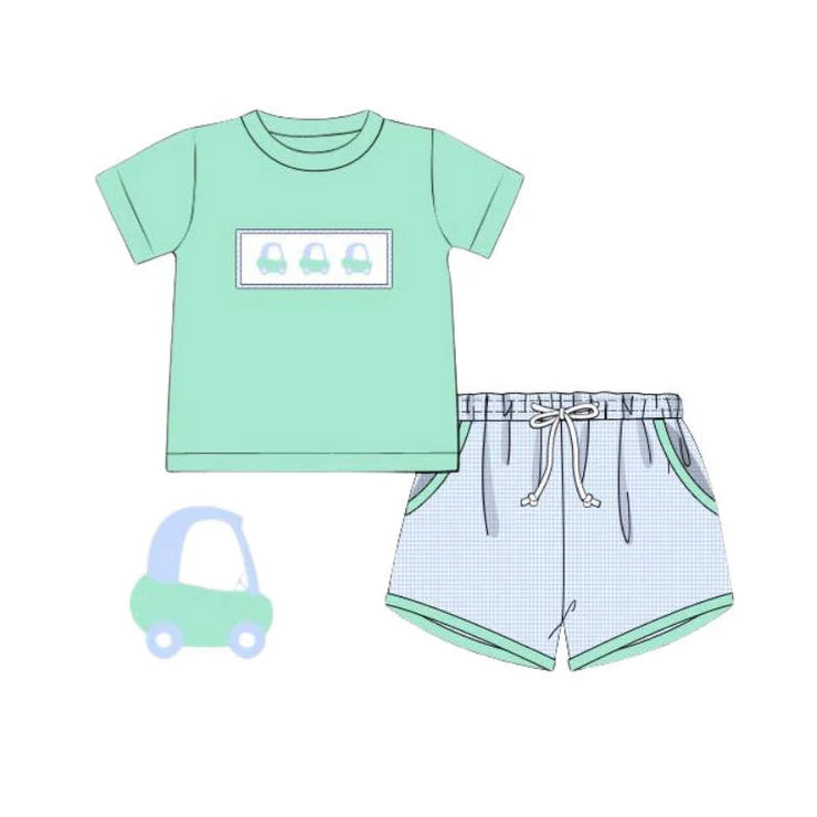 11.29 MOQ：5pcs BSSO1736 pre-order baby boy clothes car toddler boy summer outfit