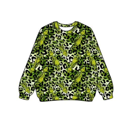 7.25 GT1129 Adult Women Long Sleeves Green Face Leopard Tee Shirts Top Preorder