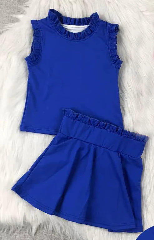 4.12 GSD2391 Baby Girls Hot Blue Sleeveless Top Skort Yoga Set Preorder