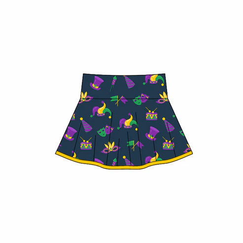 10.28 GLK0164 Baby Girls Mardigras Anchors Masks Yoga Skirt Shorts Bottom Preorder