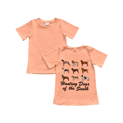 10.31  BT1481 Baby Boys Orange Short Sleeve Dogs Hunting T-shirts Top Preorder