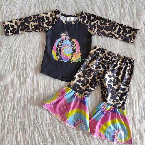 RTS NO MOQ ETA 5/7days 6 A27-17 Colorful pumpkin leopard suit