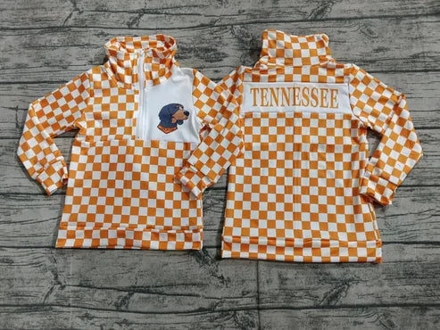 8.1  Custom Moq 5 Baby Boys Orange Plaid Zipper Dogs Tennessee Team Pullovers Top