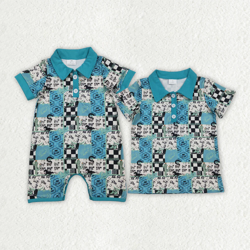 Sibling Baby boy clothes summer short sleeve top and Rompers