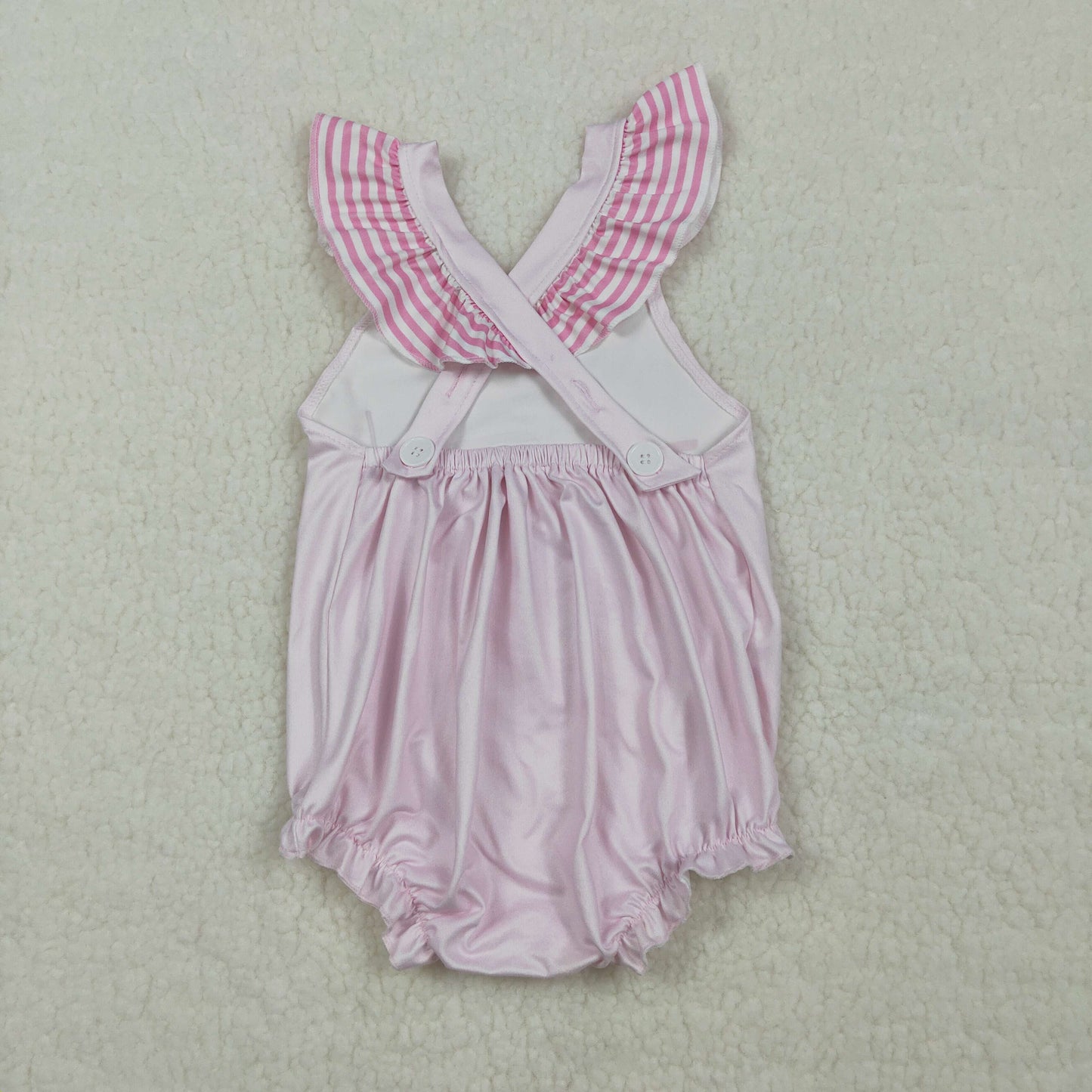 SR3780 Newborn Baby Girls Pink Flutter Sleeve Chicken Best Day Ever Ruffle Rompers